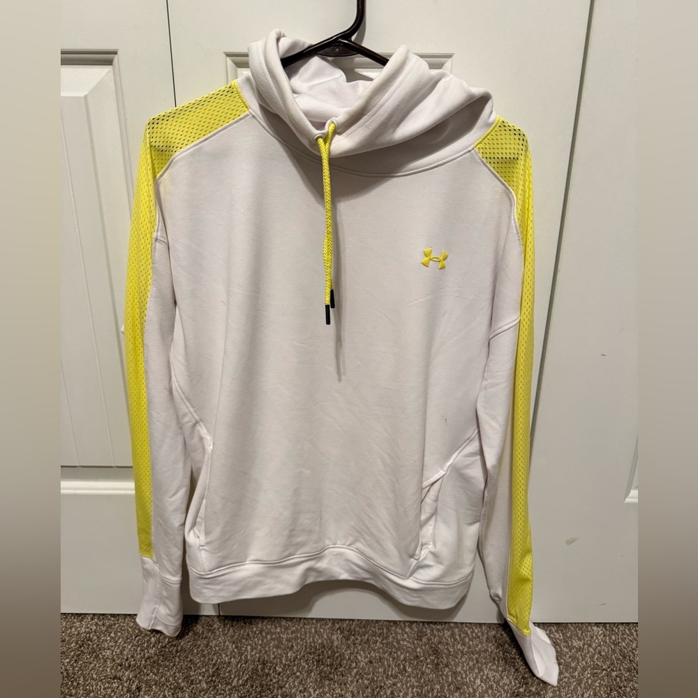 Under Armour White Sweatshirt with Bright Yellow